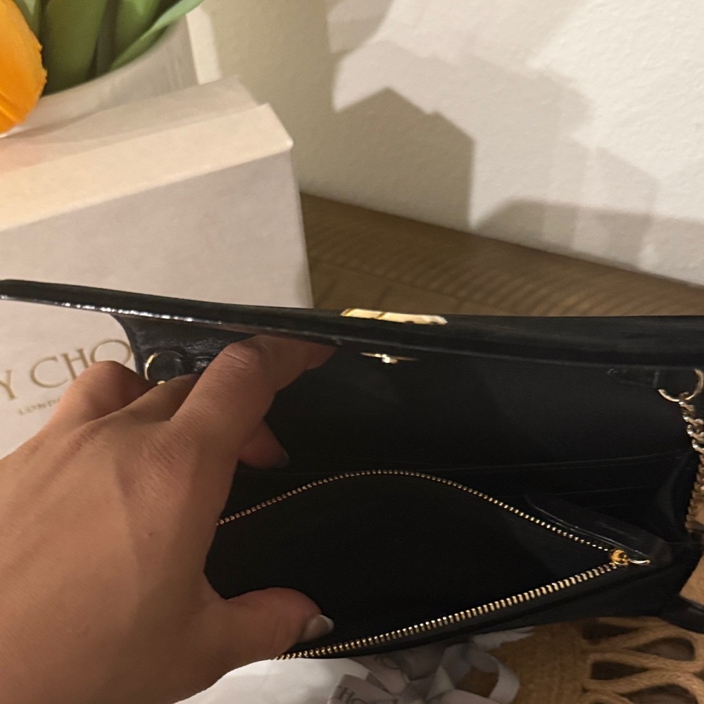Jimmy Choo Black Velvet Clutch with Silver Logo - Picture 3 of 5